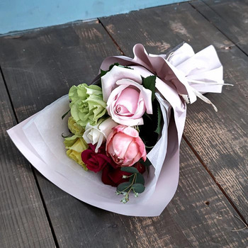 ホシファーム フリルブーケカラフル８本 ＆ アニマルドーナツ２個入 メッセージカード付 ラッピング済 送料無料-2