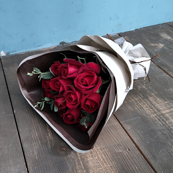 ホシファーム フリルブーケルージュ８本 ＆ アニマルドーナツ２個入 メッセージカード付 ラッピング済 送料無料-2