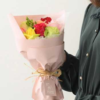 フリルブーケ カラフル ８本 メッセージカード付 ラッピング済 送料無料-4