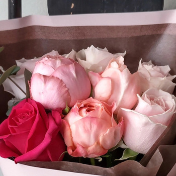 ホシファーム フリルブーケ スイート８本＆銀座千疋屋 銀座チョコパウンドケーキ メッセージカード付 ラッピング済 送料無料-6