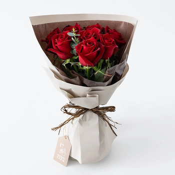 ホシファーム フリルブーケ ルージュ８本＆銀座千疋屋 銀座チョコパウンドケーキ メッセージカード付 ラッピング済 送料無料-2