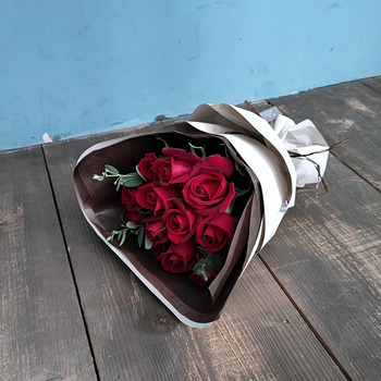 ホシファーム フリルブーケ ルージュ８本＆銀座千疋屋 銀座チョコパウンドケーキ メッセージカード付 ラッピング済 送料無料-5