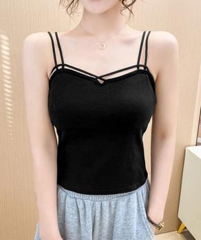 カップ付きキャミソール ダブルストラップ 送料無料 即日発送-2