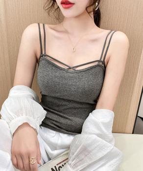 カップ付きキャミソール ダブルストラップ 送料無料 即日発送-6