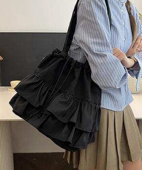 ティアードフリルトートバッグ キャンバス 送料無料 即日発送-2