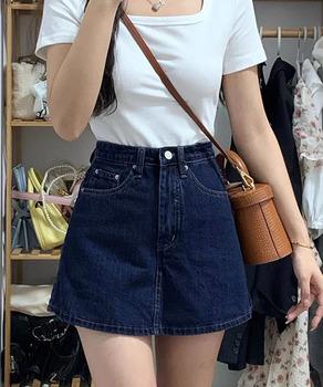 デニムスカパンハイウエストショートパンツ 送料無料 即日発送-1