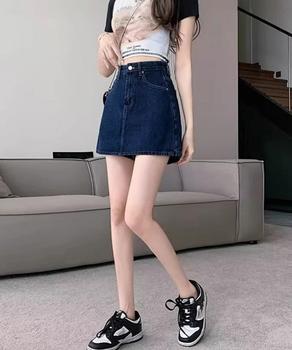 デニムスカパンハイウエストショートパンツ 送料無料 即日発送-5