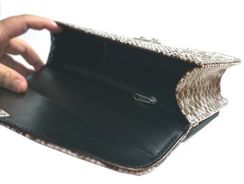 パイソン柄型押しミニセカンドバッグ No.2025H BE ベージュ 手提げ大型財布 2色展開 送料無料-2