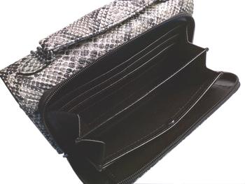 パイソン柄型押しミニセカンドバッグ No.2025H BE ベージュ 手提げ大型財布 2色展開 送料無料-3