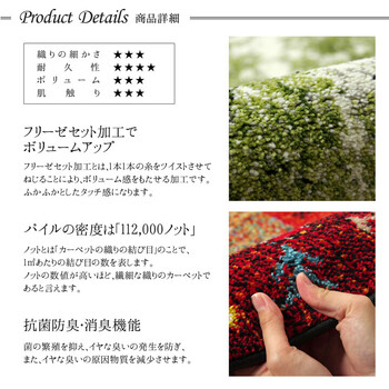 カーペット 新生活 ウィルトン織カーペット 約160cm丸 ギャッペ調 丸 選べる3柄カーペット 送料無料-4