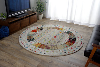 カーペット 新生活 ウィルトン織カーペット 約160cm丸 ギャッペ調 丸 選べる3柄カーペット 送料無料-1