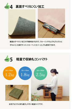 ラグ 新生活 ラグ カーペット 約130×185cm　洗える 無地 イーズ 裏 すべりにくい加工 ホットカーペット対応 送料無料-3