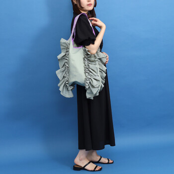 配色 フリルトートバッグ A4対応 定番 SMIRNASLI サミールナスリ 送料無料 即日発送-26