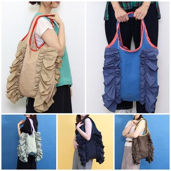 配色 フリルトートバッグ A4対応 定番 SMIRNASLI サミールナスリ 送料無料 即日発送-29