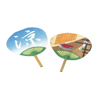 飾りミニうちわ 両面PPラミ 3柄 50枚入 送料無料-4