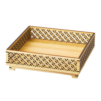 ひのき細密盛器 足付 青海波 麻の葉 七宝 送料無料-2