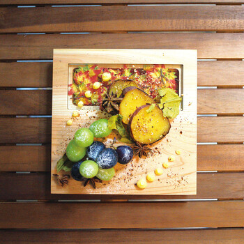 桧 硝子窓付料理皿 正角 中 送料無料-2