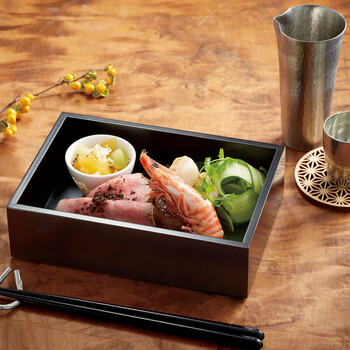 新 長方料理箱 溜塗 送料無料-1