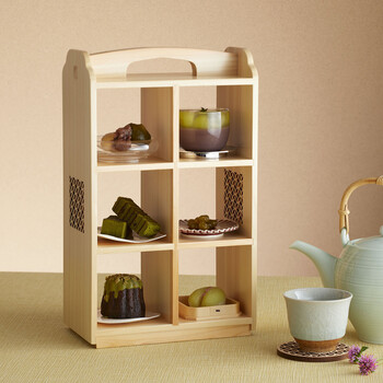 桧 手提料理棚 七宝細密柄 古代色 日本製 送料無料-1