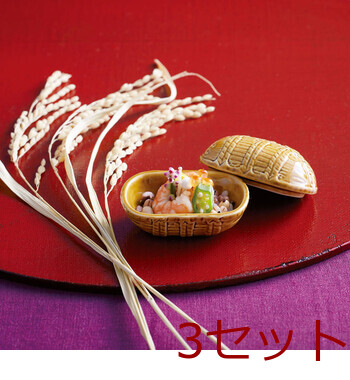 蓋付米俵珍味入 3セット 送料無料-4