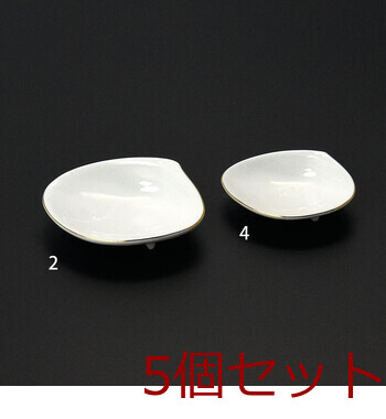 ハマグリ金縁珍味小皿 薄紅 白 小 5セット 送料無料-1