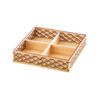 ひのき細密盛器 青海波 麻の葉 七宝 四ツ切 日本製 送料無料-2