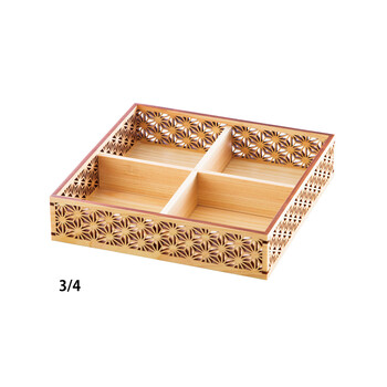 ひのき細密盛器 青海波 麻の葉 七宝 四ツ切 日本製 送料無料-3