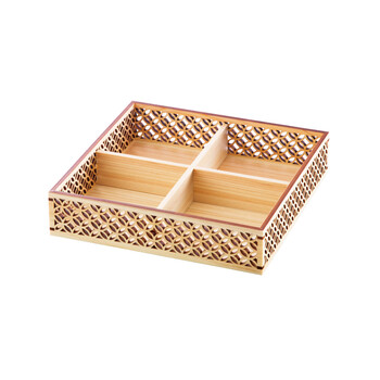 ひのき細密盛器 青海波 麻の葉 七宝 四ツ切 日本製 送料無料-4