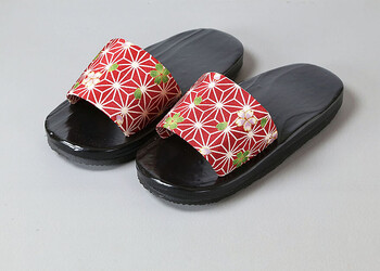 黒塗下駄 さくら麻の葉 縞 男性用 女性用 サンダル エクステリア雑貨 店舗備品 送料無料-1