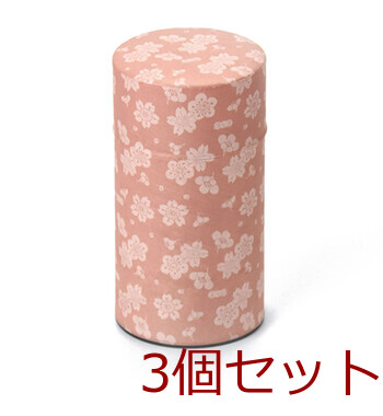 ぽッかん 花唐草 桜梅文 L キッチン インテリア雑貨 お茶缶 日本製 3セット 送料無料-1
