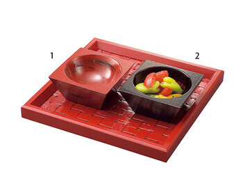 木製四角珍味入 根来 曙 キッチン 和食器 2セット 送料無料-5