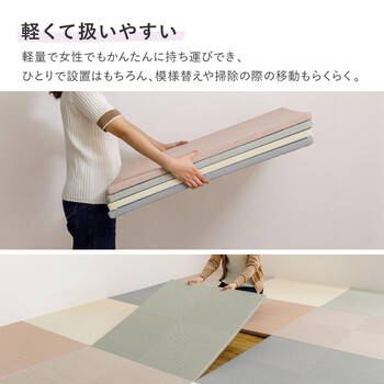 水拭きできる い草風 PP 置き畳 約W82×D82×H2.5cm/6枚組 縁なし 滑り止め 市松模様 送料無料-6