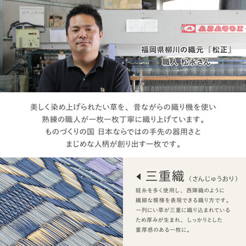 国産い草 玄関マット 約60×90cm　裏貼り 滑りにくい加工 オリエンタル 送料無料-2