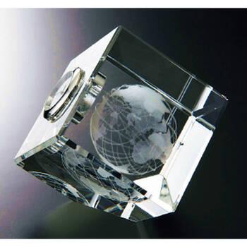 グラスワークスナルミ 3Dアース キューブクロック GW1000 11055 ギフト対応可 送料無料-1