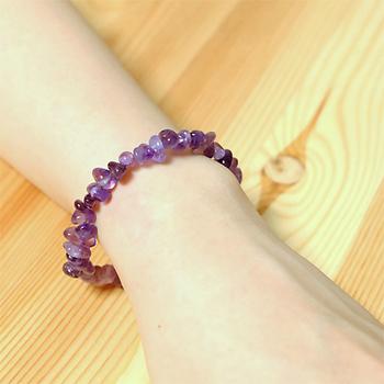 アメジストさざれ ファンシーブレスレット ハッピー 幸運カード付き 送料無料-1