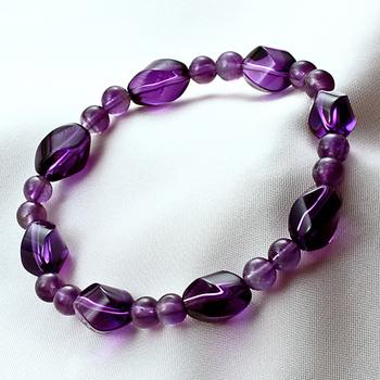 ツイストカット アメジストブレス ハッピー 幸運カード付き 送料無料-1