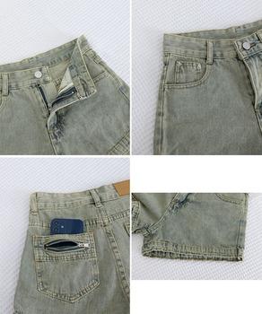 ウォッシュデニムショートパンツレディース ヴィンテージ風デニムショーパン 美脚脚長ジーパ 送料無料 即日発送-9