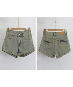 ウォッシュデニムショートパンツレディース ヴィンテージ風デニムショーパン 美脚脚長ジーパ 送料無料 即日発送-8