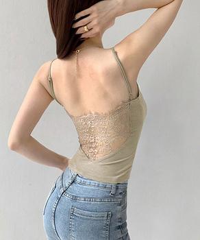 レース切替キャミソールカップ付きインナー インナーキャミソールレディース スクエアネック 送料無料 即日発送-6