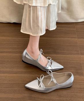 ダブルリボンパンプス美脚ポインテッドトゥ 送料無料 即日発送-6