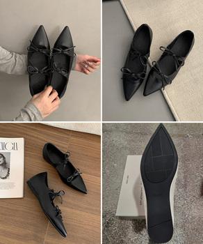 ダブルリボンパンプス美脚ポインテッドトゥ 送料無料 即日発送-8