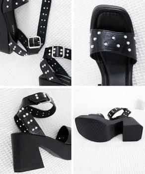 スタッズ 厚底サンダル チャンキーヒール 送料無料 即日発送-9