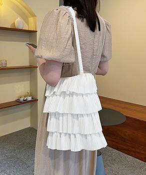 フリルトートバッグ レディース 肩掛け鞄 送料無料 即日発送-3