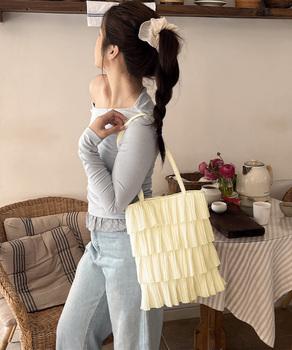 フリルトートバッグ レディース 肩掛け鞄 送料無料 即日発送-4