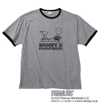 大きいサイズ PEANUTS 天竺リンガー半袖Tシャツ+ハーフパンツ 3L 4L 5L 6L 8L ライトグレー ラッピング可 送料無料 即日発送-3