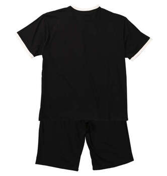 大きいサイズ PEANUTS 天竺リンガー半袖Tシャツ+ハーフパンツ 3L 4L 5L 6L 8L ブラック ラッピング可 送料無料 即日発送-1