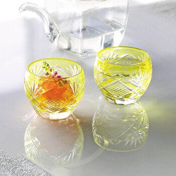 夢切子 千代口 赤 ルリ 黄 送料無料-7