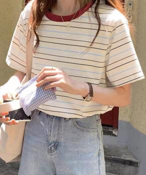 マルチボーダーTシャツ 半袖カットソー夏 送料無料 即日発送-5