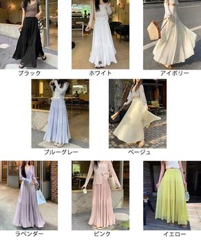 シフォンスカート ロングプリーツスカート 送料無料 即日発送-1