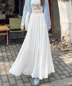 シフォンスカート ロングプリーツスカート 送料無料 即日発送-3